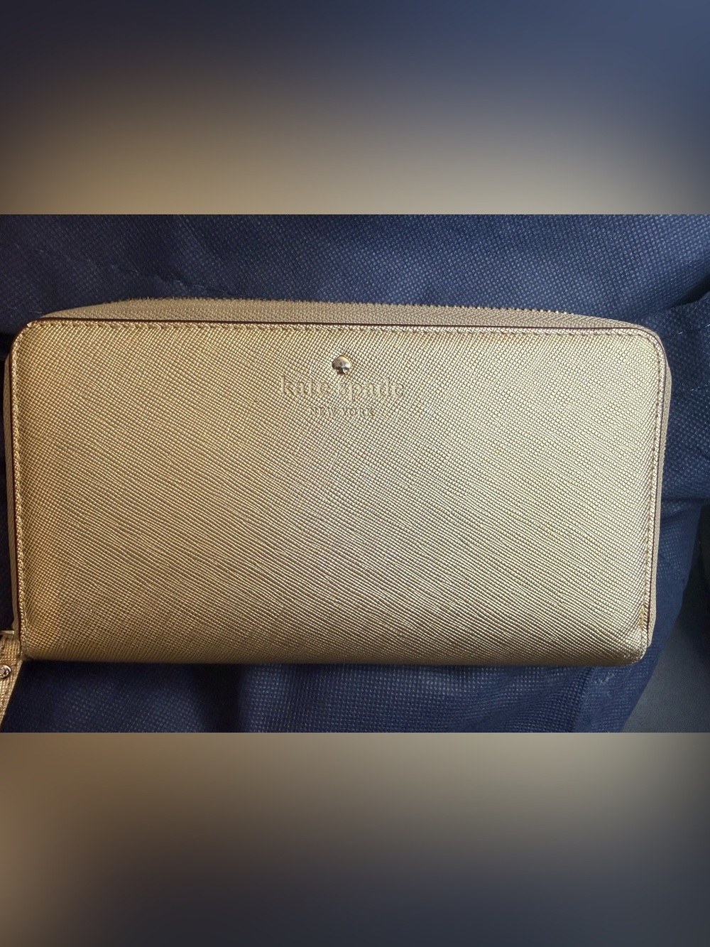 kate spade Gold Saffiano Wristlet Wallet